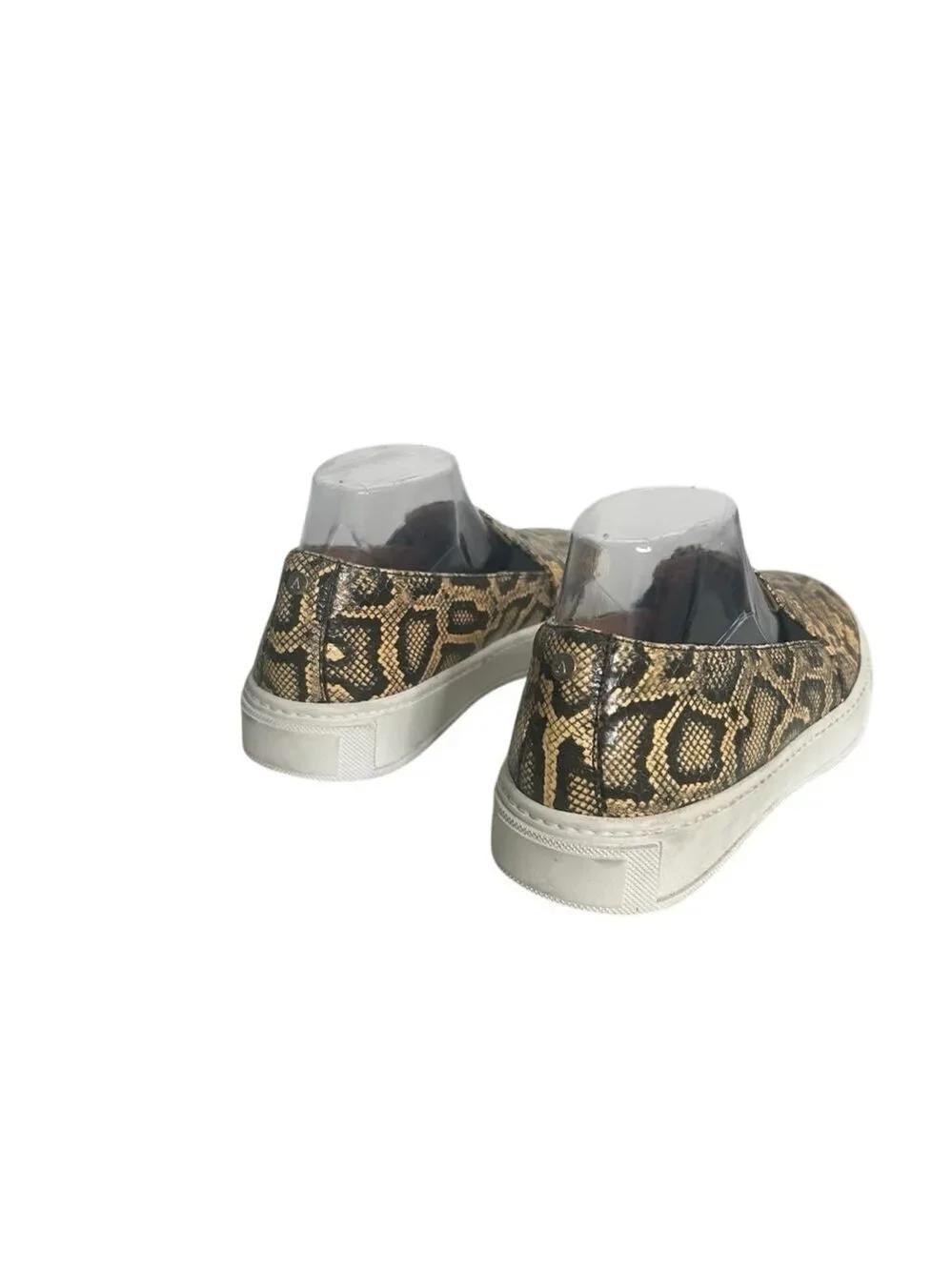 Aquatalia Onida Snake Print Leather Slip-On Sneakers in Caramel Women’s Size 9.5